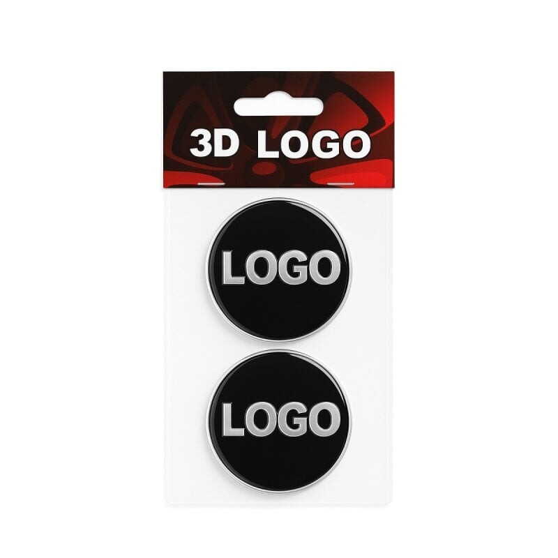 Samolepky na kola a poklice pro vozy VW (4ks,  průměr 5,3cm, modré)