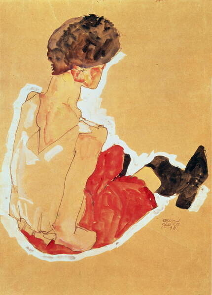 Egon Schiele Obrazová reprodukce Seated Woman, 1911, Egon Schiele, 30 × 40 cm