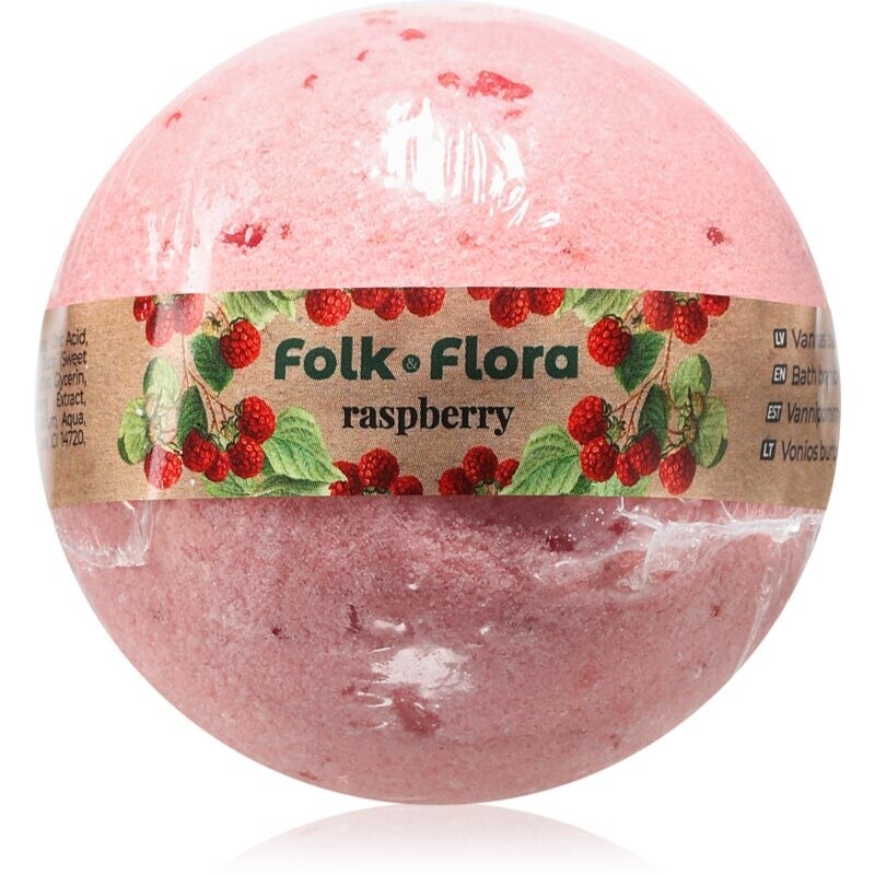 Folk & Flora Raspberry koupelová bomba 130 g