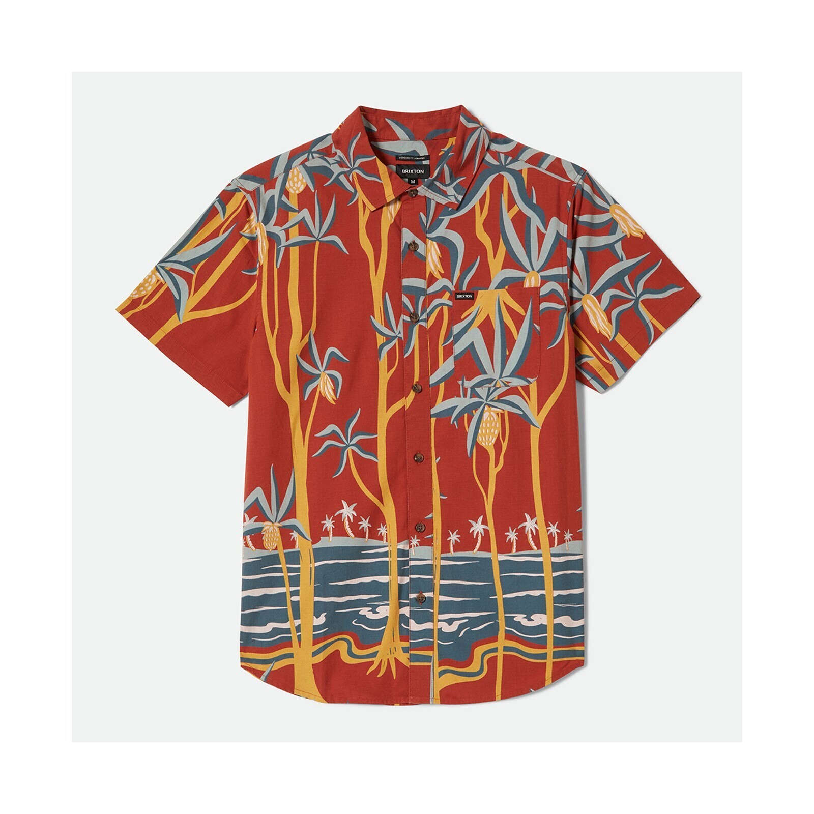 triko BRIXTON - Charter Print S/S Wvn Dark Red Scenic Trip (DKRST)