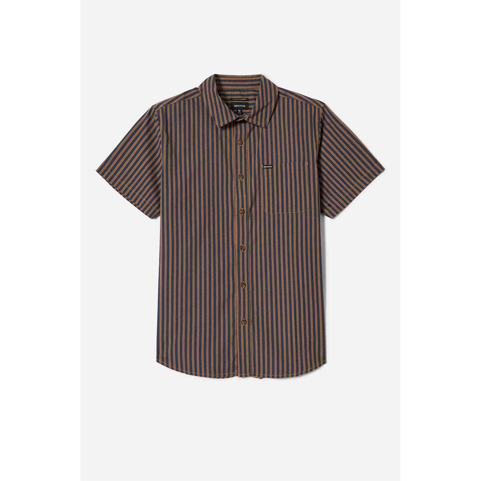 triko BRIXTON - Charter Print S/S Wvn Washed Blue/Sunnaked Stripe (WHBSS) velikost: M