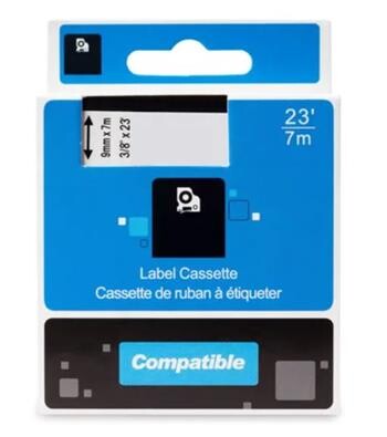 Kompatibilní PRINTLINE páska s DYMO, 40920, 9mm, 7m, bílý tisk/průhledný podklad, D1