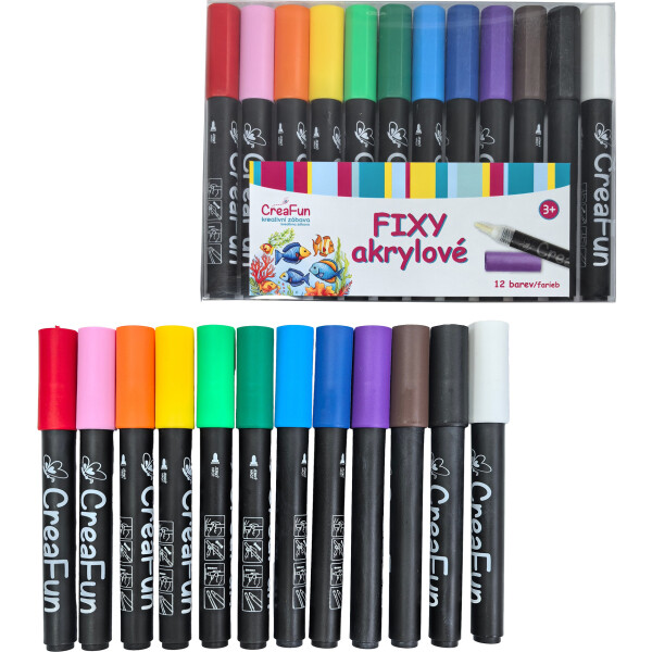 CreaFun - Fixy akrylové 12 barev