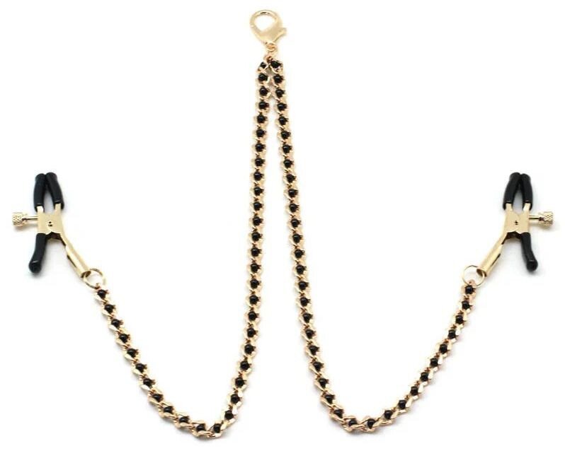 Liebe Seele Svorky na bradavky s řetízkem Black Beads - Liebe Seele (zlaté)