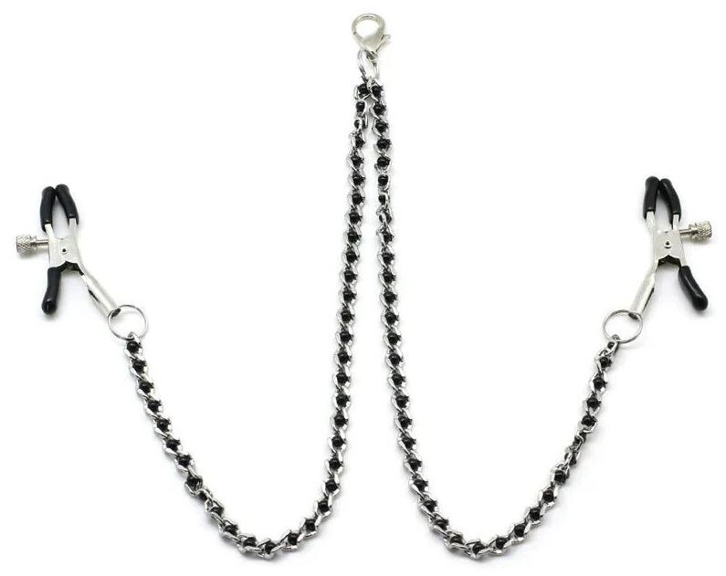 Liebe Seele Svorky na bradavky s řetízkem Black Beads - Liebe Seele (stříbrné)