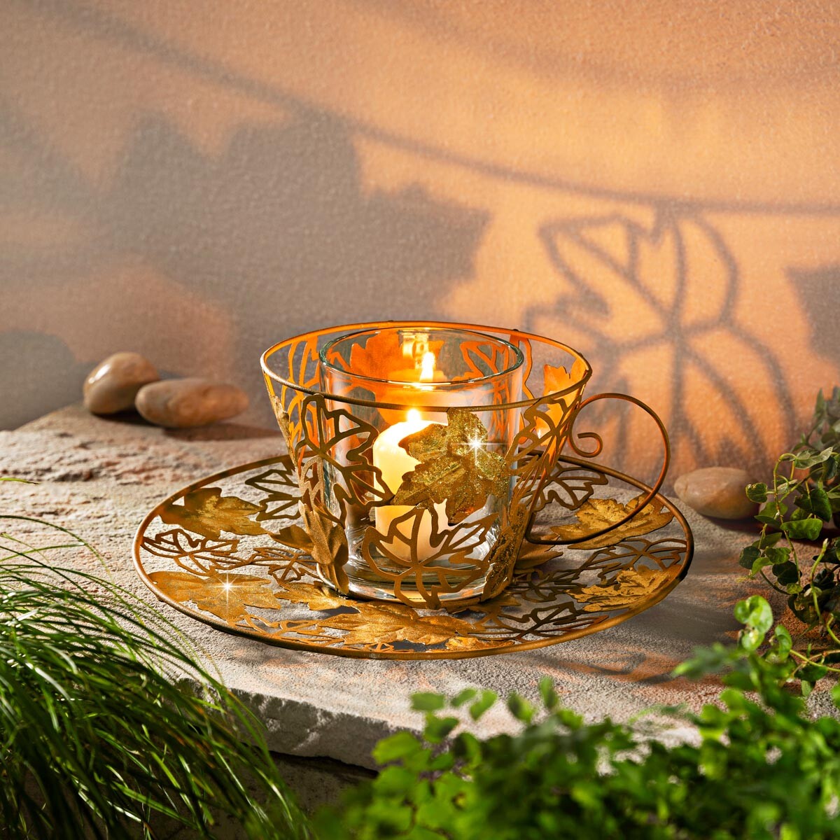 Weltbild Kovový svícen Šálek - Podzimní listí