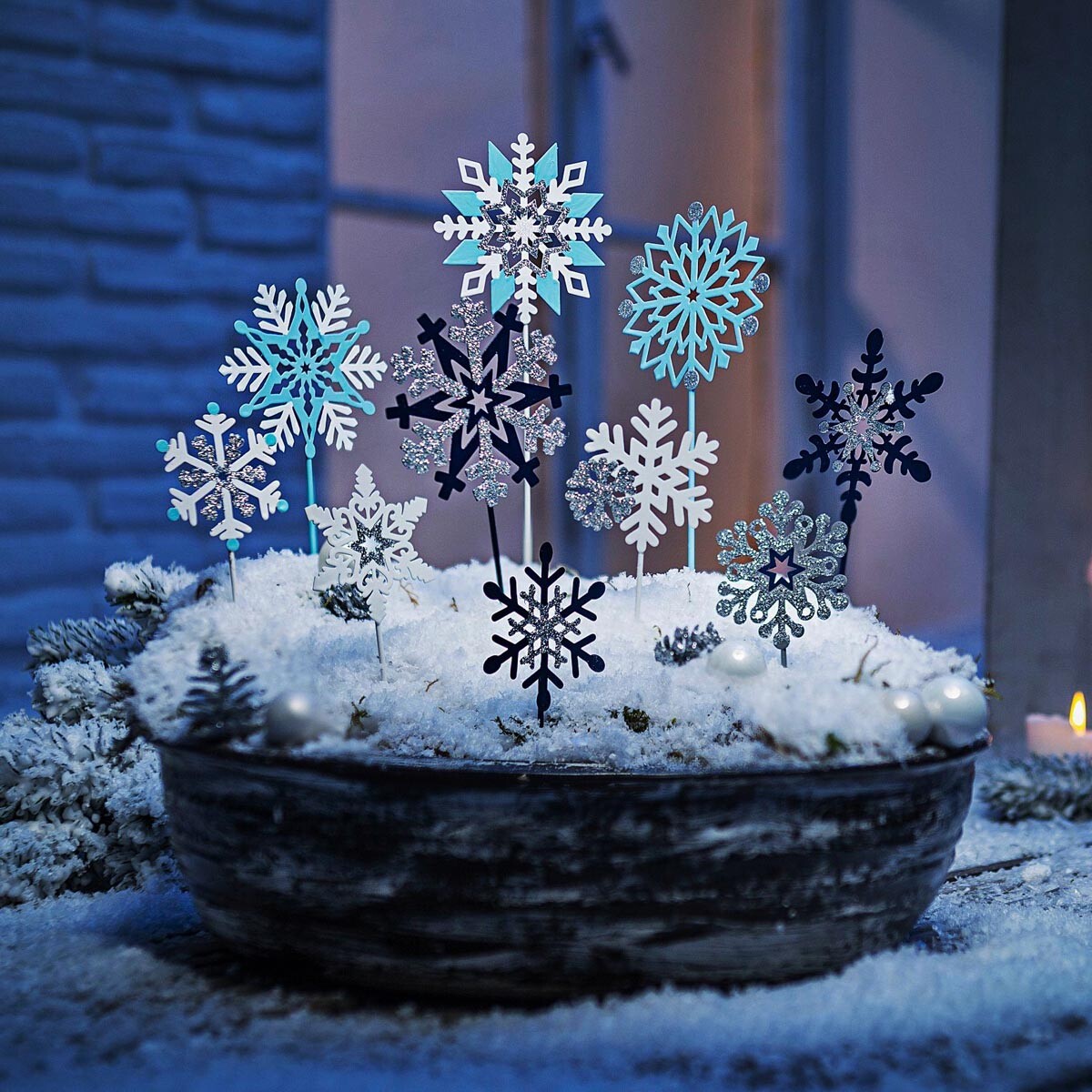 Zahradní zápich Ledové květy, sada 10 ks