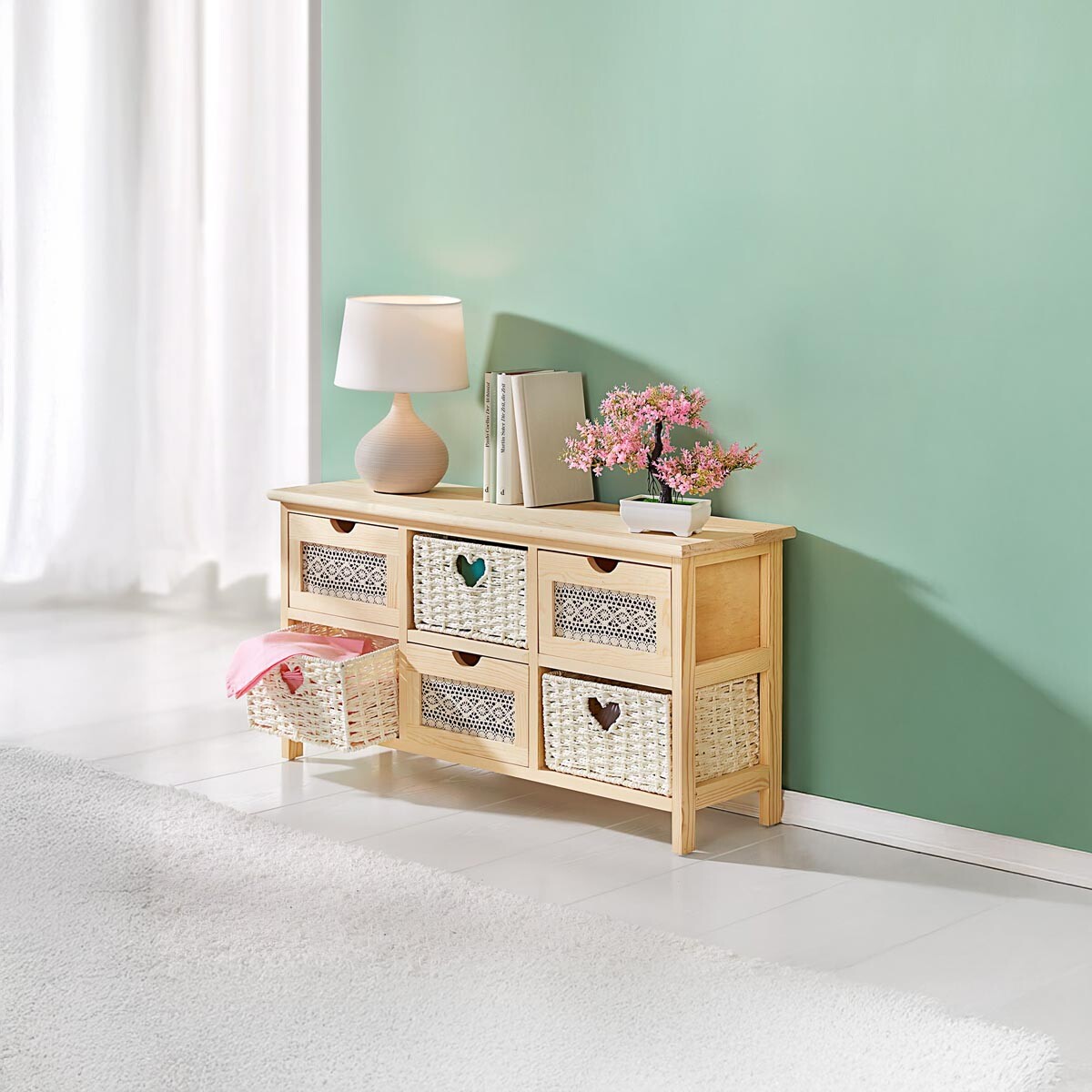 Die moderne Hausfrau Dřevěná komoda Romantik, 80 x 41 x 25 cm
