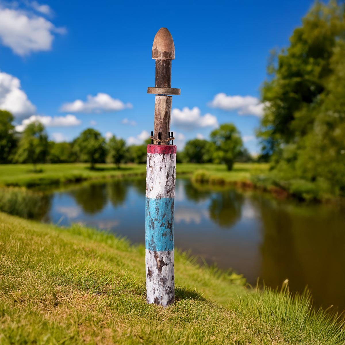 Dekorace Dřevěný maják, barevný, 94 cm