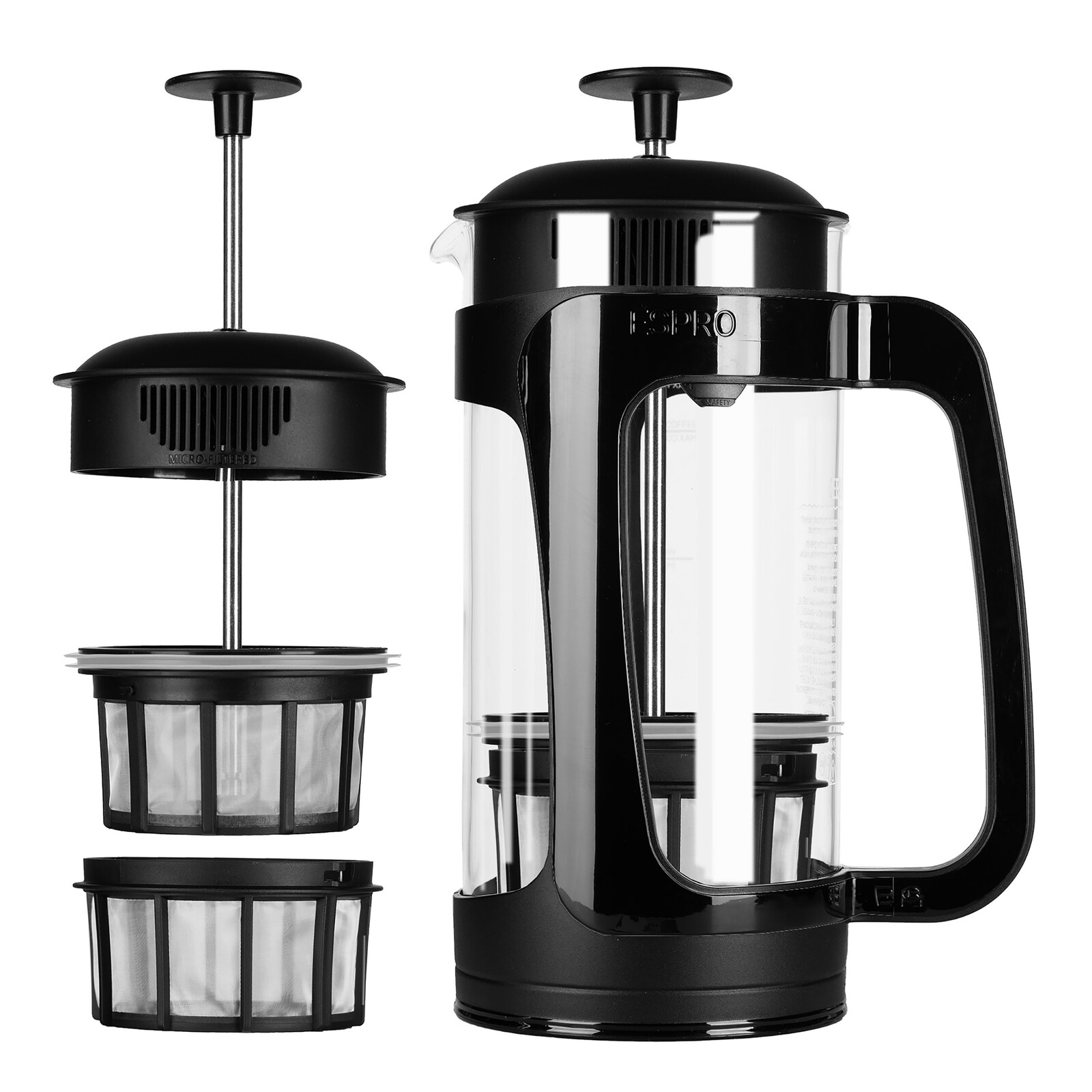 French press kávovar PRESS P3 950 ml, černá, sklo / plast, Espro