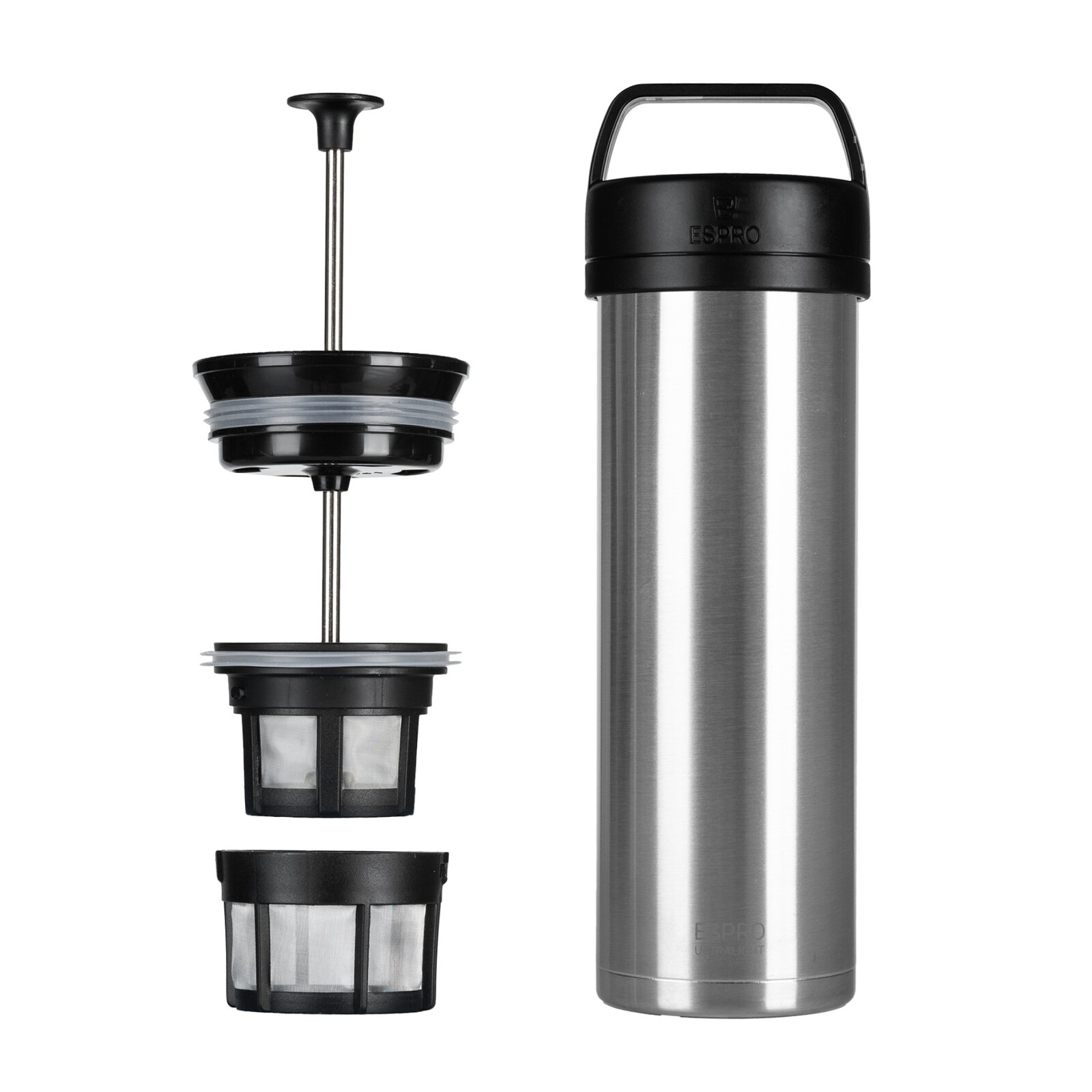French press kávovar ULTRALIGHT PRESS P0 470 ml, stříbrná, broušená nerezová ocel, Espro