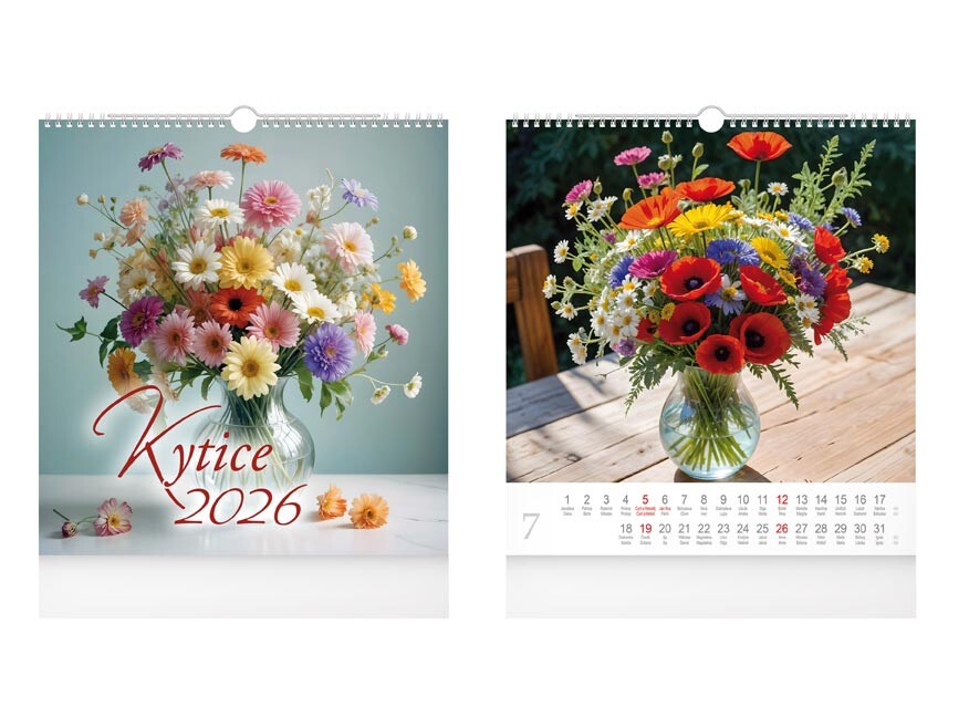 MFP 1061637 Kalendář 2026 nástěnný malý Kytice