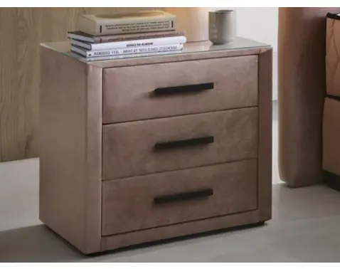 Vysoký noční stolek Reve, tmavě růžová látka