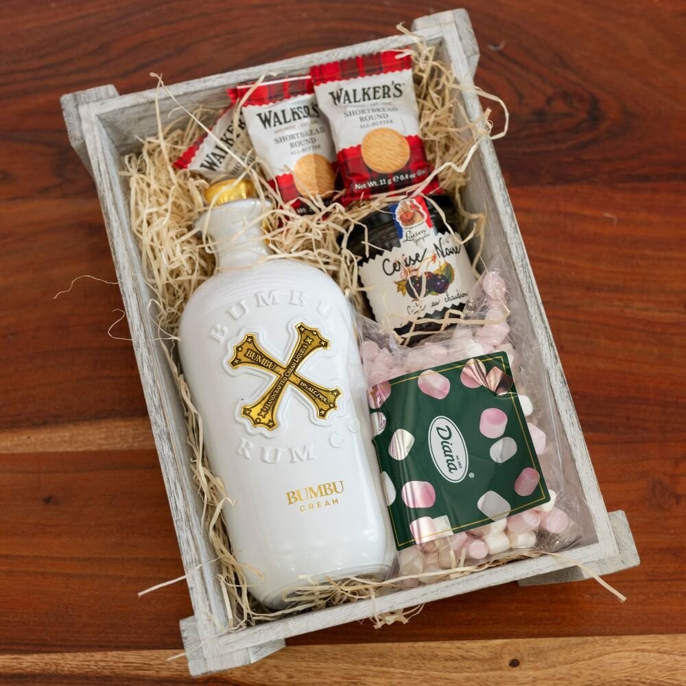 Dárkový Dřevěný Podnos s Alkoholem - Bumbu Cream 0,7l 15%