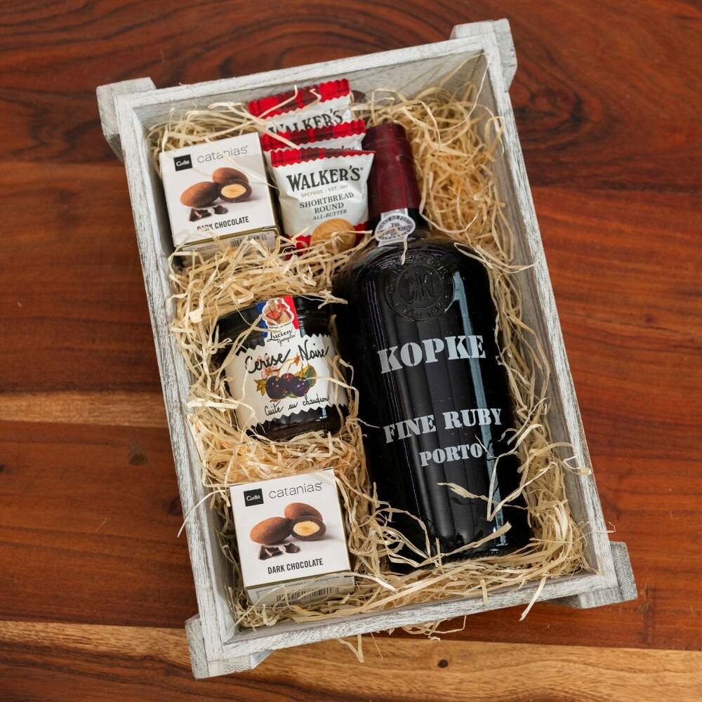 Dárkový Dřevěný Podnos s Alkoholem - Kopke Porto Ruby 0,75l 19,5%