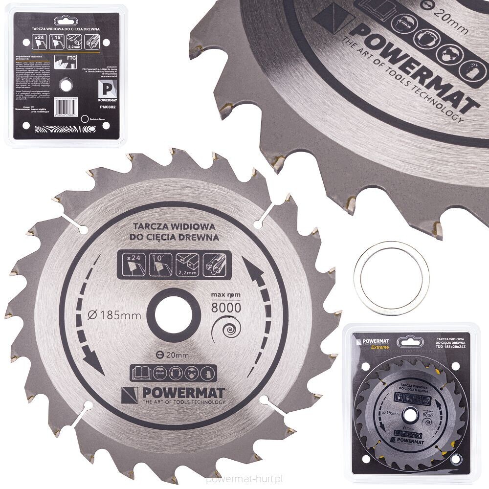 POWERMAT TDD-185x20x24Z Pilový kotouč na dřevo 185x20mm 24Z