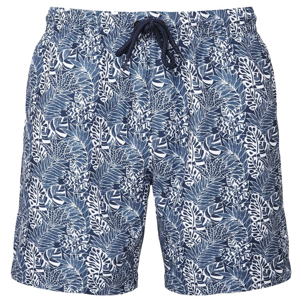 WOMBAT® Pánské koupací šortky - Bílá / tmavě modrá / leaf | L
