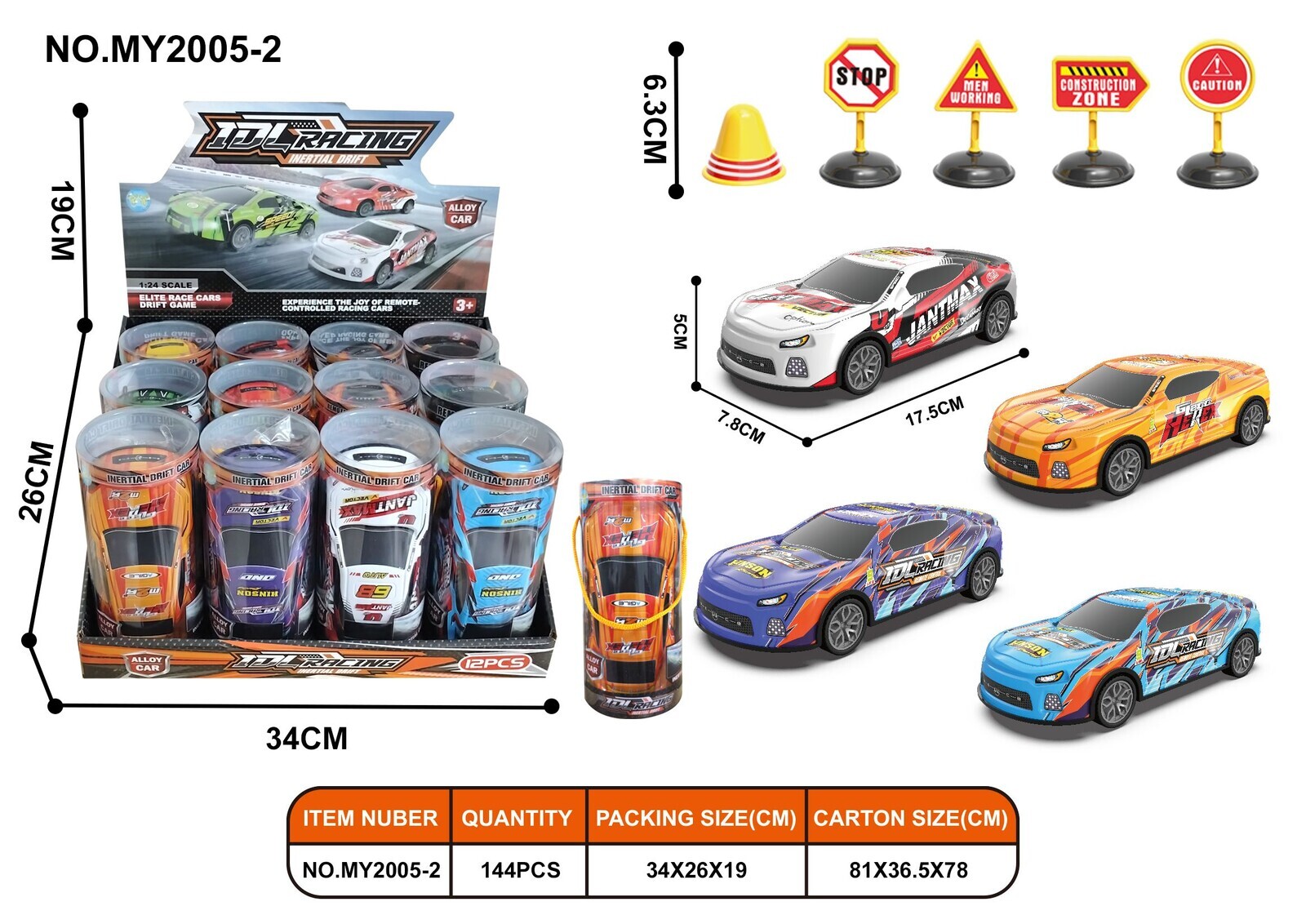 Auto driftující kovové set 17,5 cm