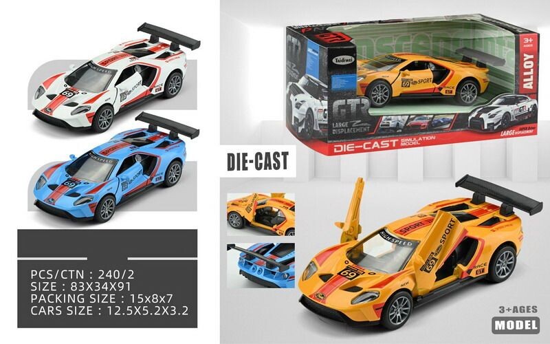 Auto kovové závodní na zpětné natažení 12,5 cm