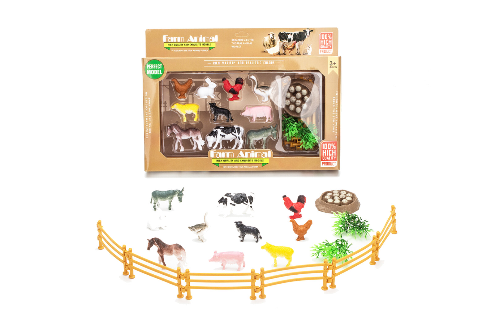 Zvířátka farma figurky set s ohrádkou 13 ks