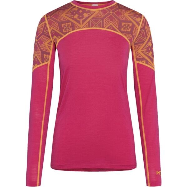 KARI TRAA ELOISE LS Dámské Merino triko, růžová, velikost