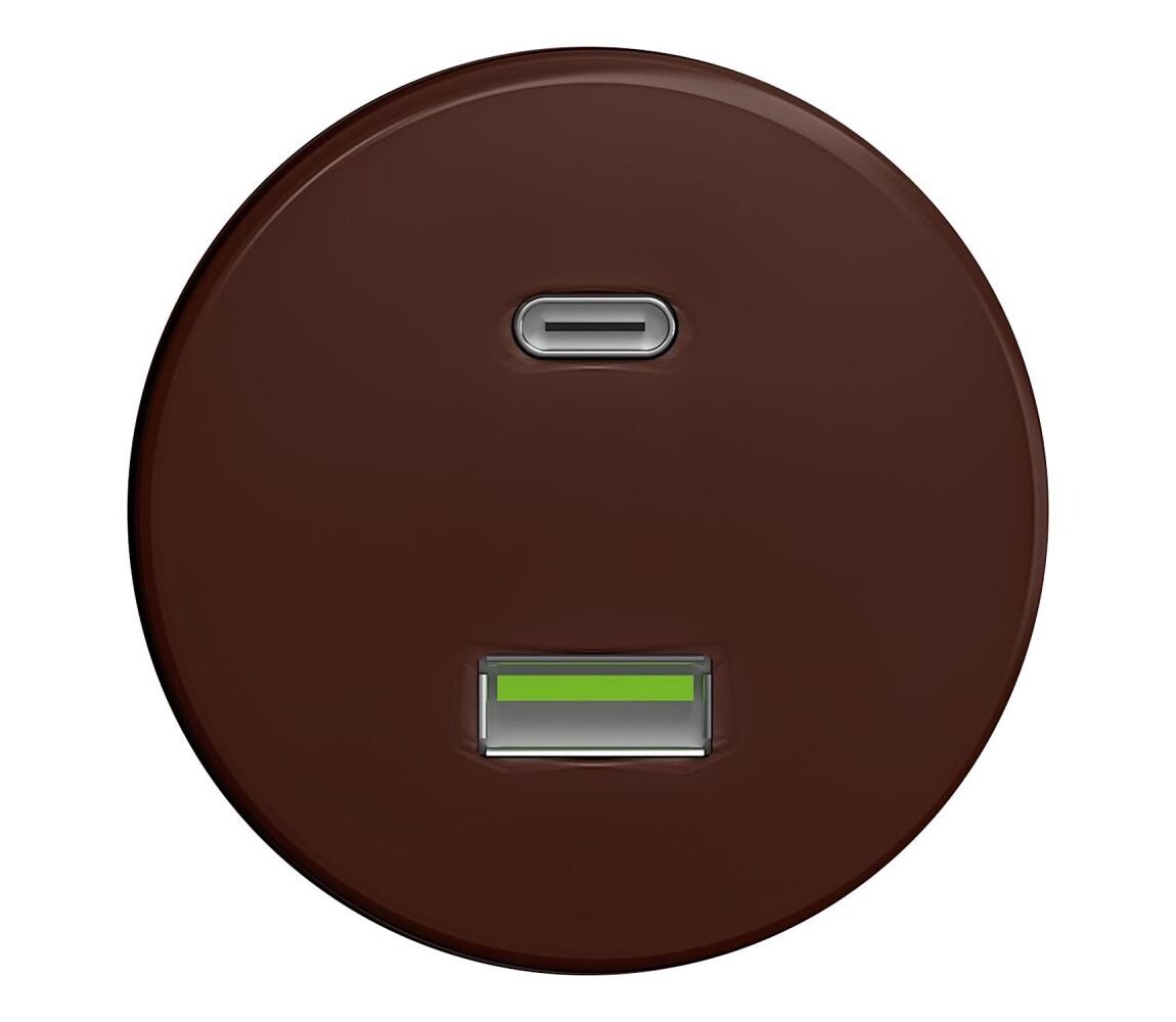 lap lap - Retro USB zásuvka A+C hnědá