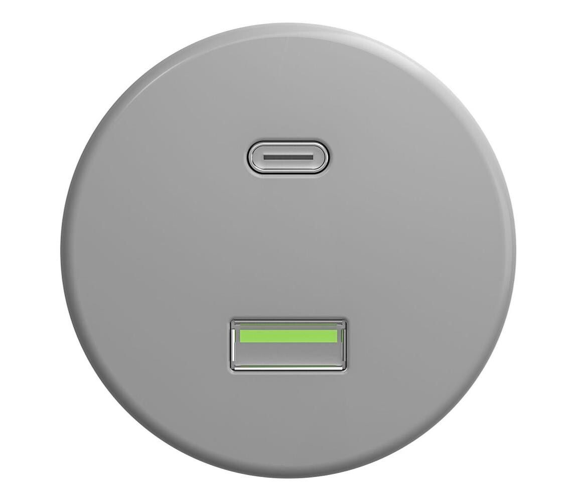 lap lap - Retro USB zásuvka A+C šedá