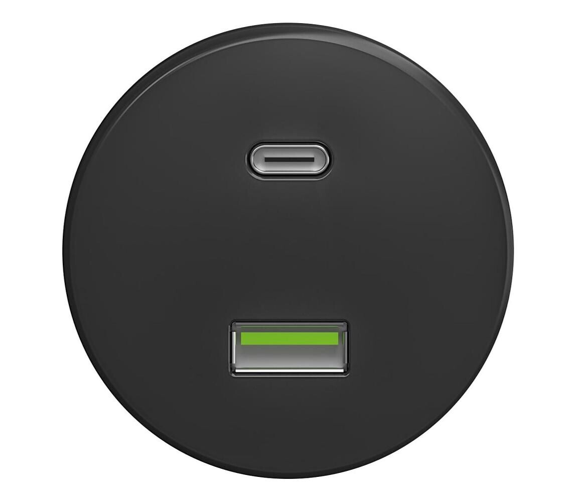 lap lap - Retro USB zásuvka A+C antracit