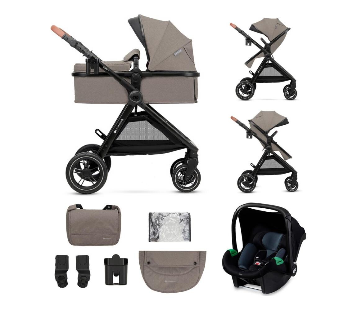 Kinderkraft KINDERKRAFT - Kombinovaný kočárek 3v1 ESME Sand beige + autosedačka MINK PRO