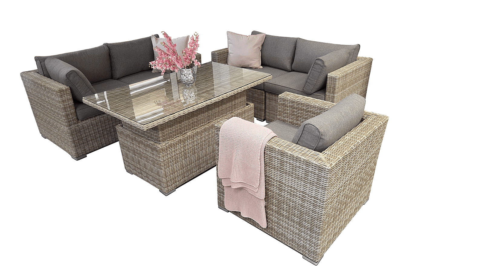 Deokork Ratanová sestava SEVILLA pro 5 osob (béžová)