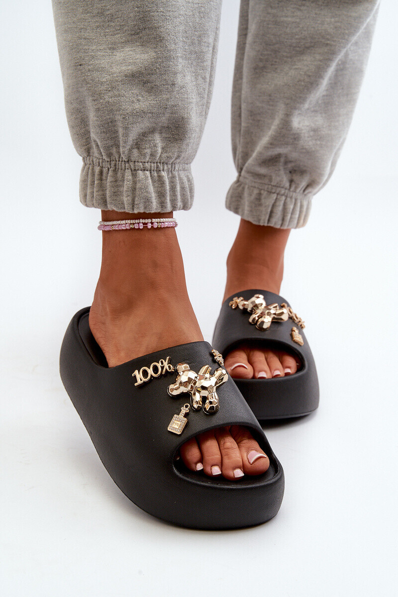 Boto Dámské lehké pěnové žabky s ozdobami Černé Orchia