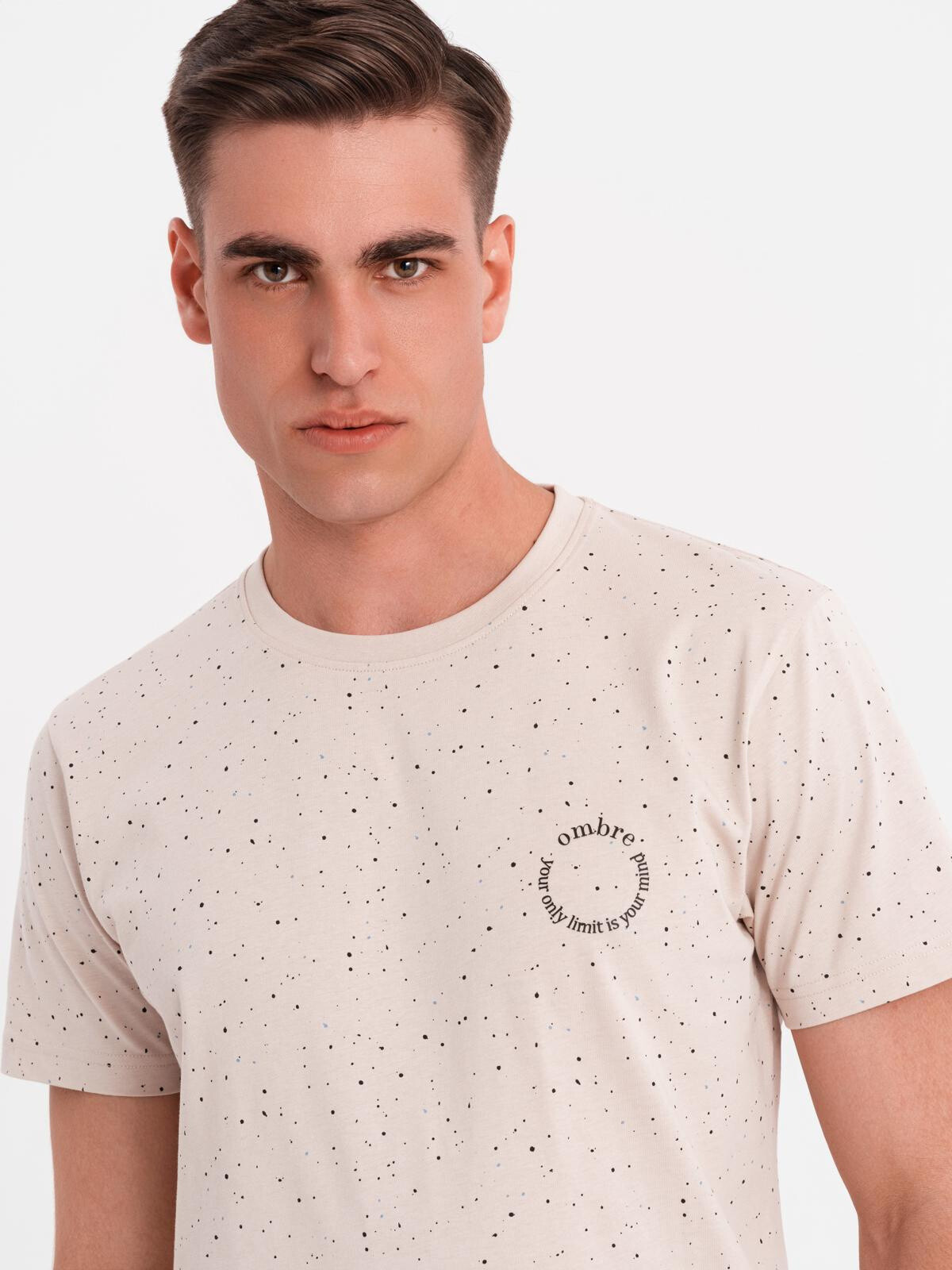 Ombre Men's printed cotton t-shirt with round neckline - beige