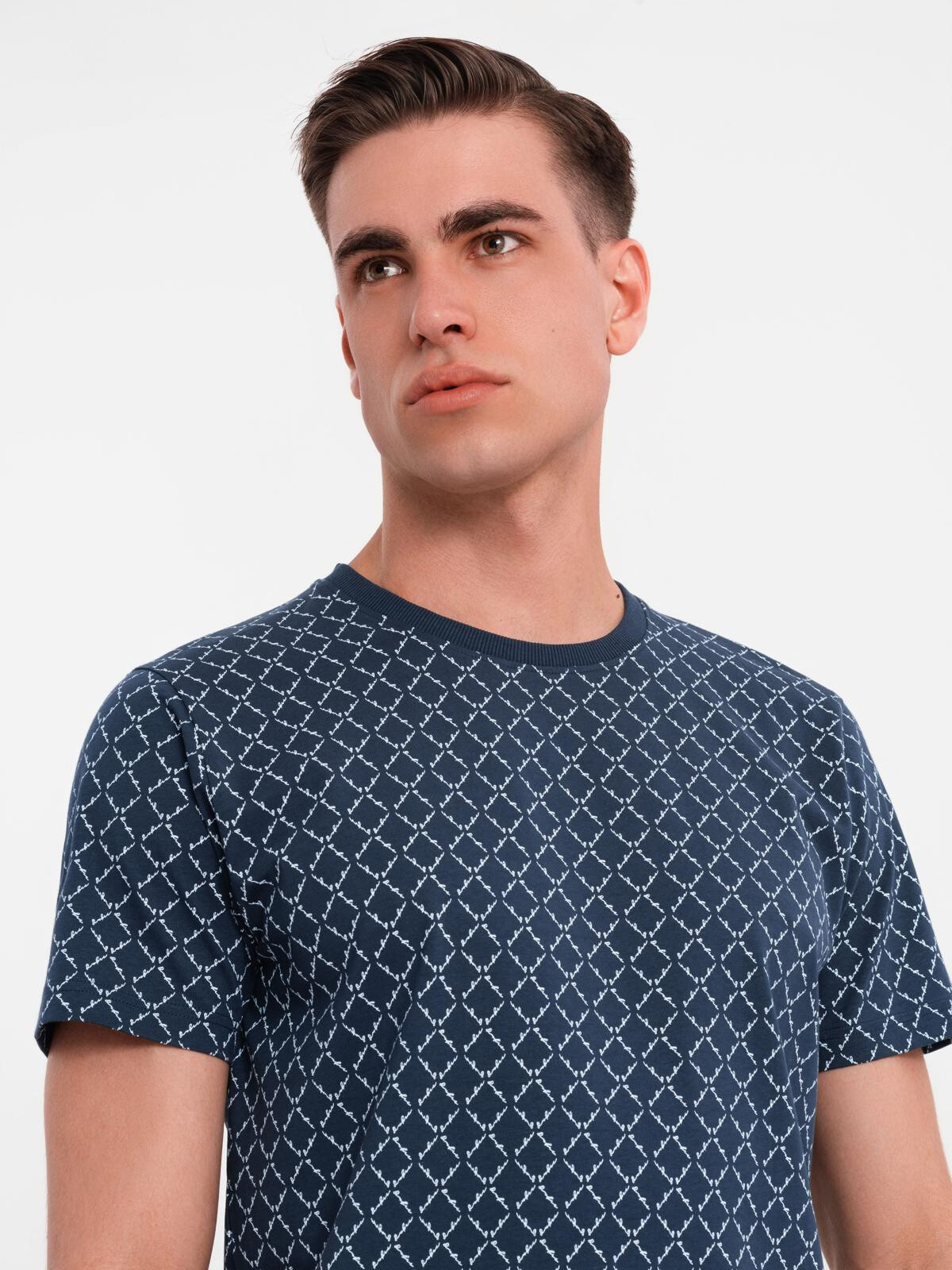 Ombre Men's full print knit shirt - navy blue