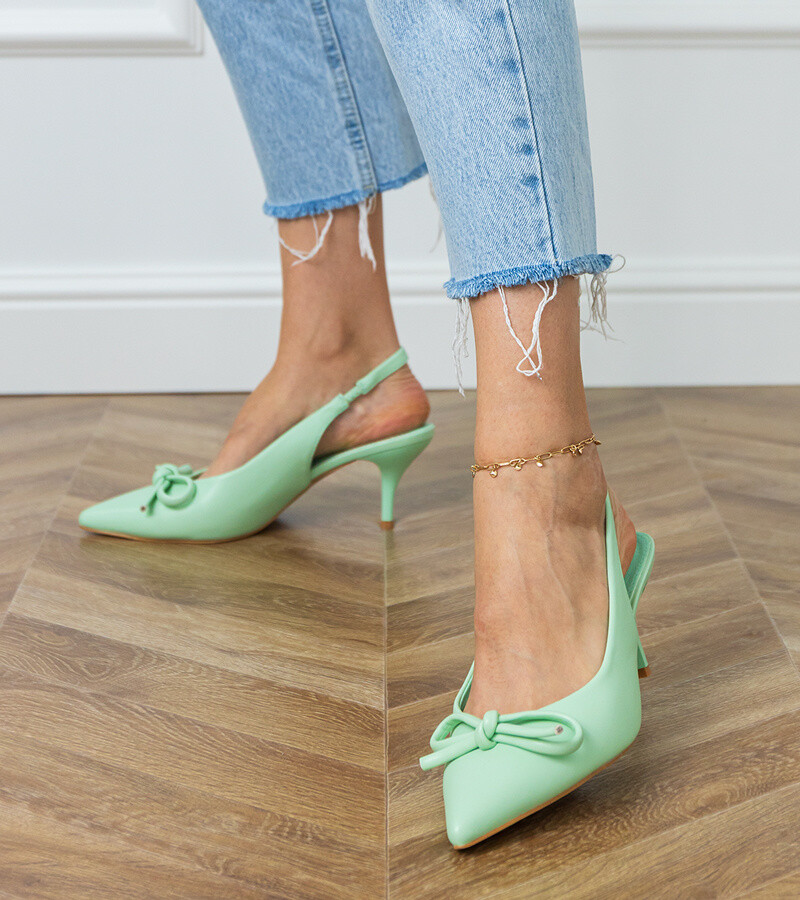 D/CEO Green low-heeled pumps with a bow Berlona
