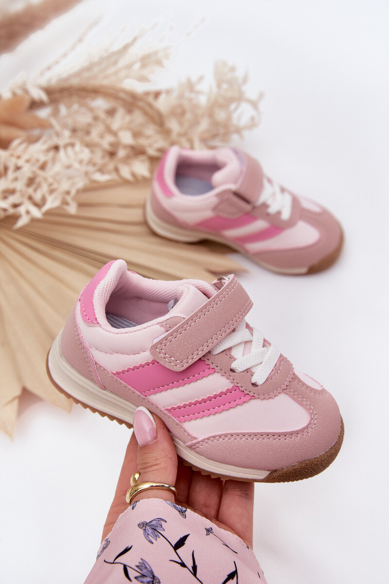 Boto Dětské sneakersy sportovní boty na suchý zip růžové Viona