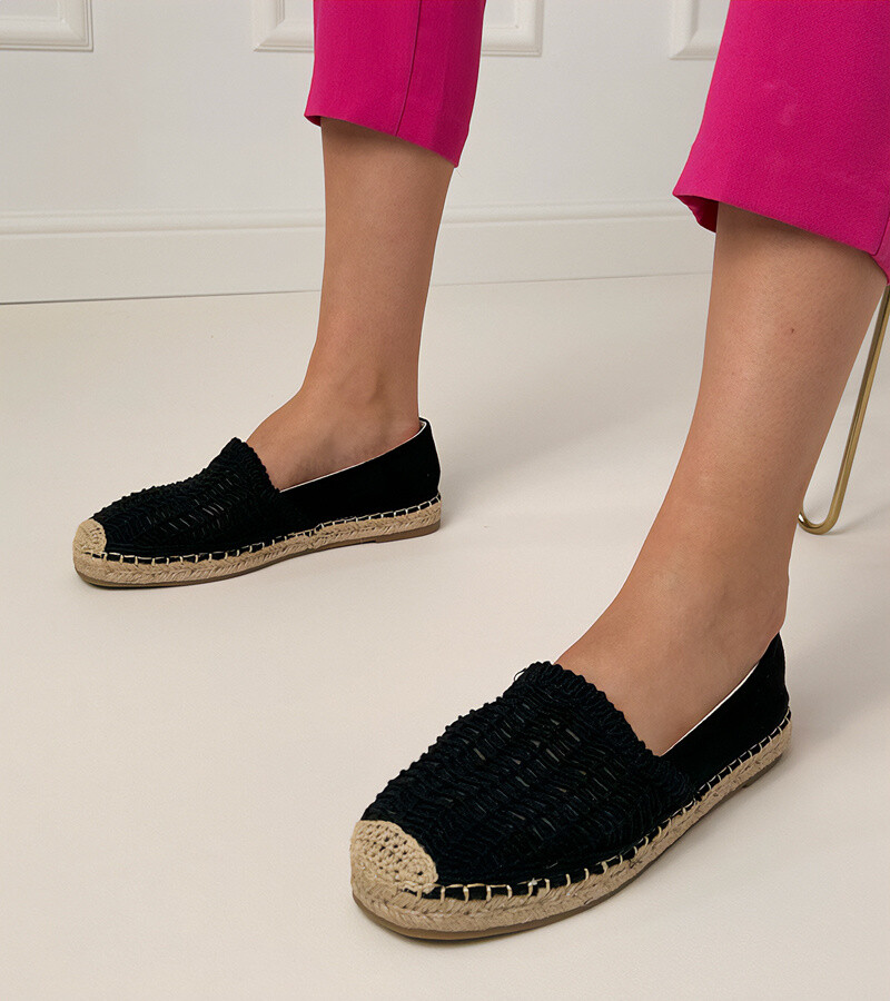 D/CEO Black lace platform espadrilles Plevis