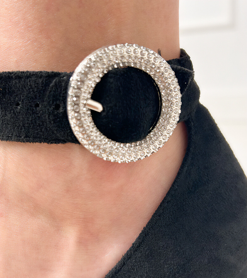 D/CEO Black block-heeled pumps with buckle and rhinestones Vellus