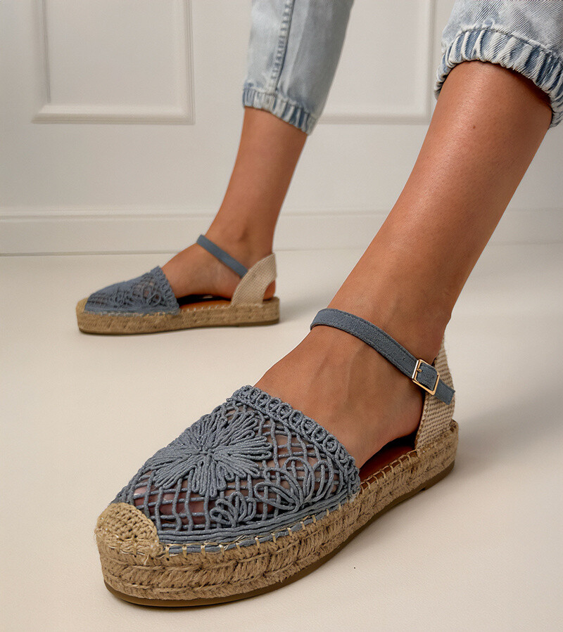 D/CEO Blue perforated espadrille sandals Santos