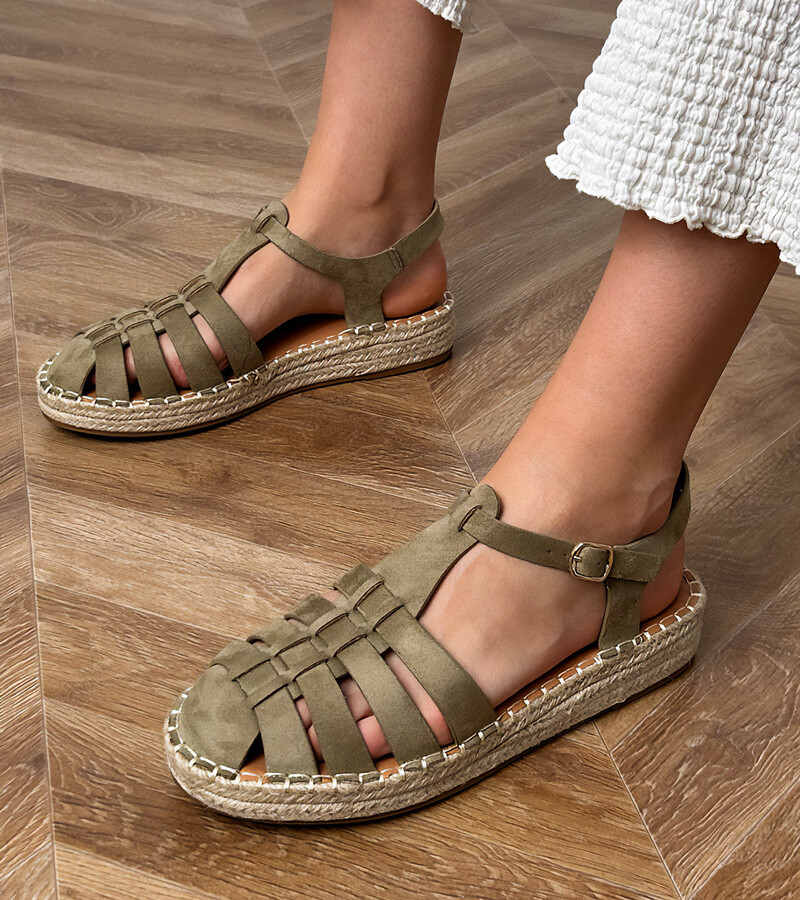 D/CEO Green suede-like gladiator espadrille sandals Talejda
