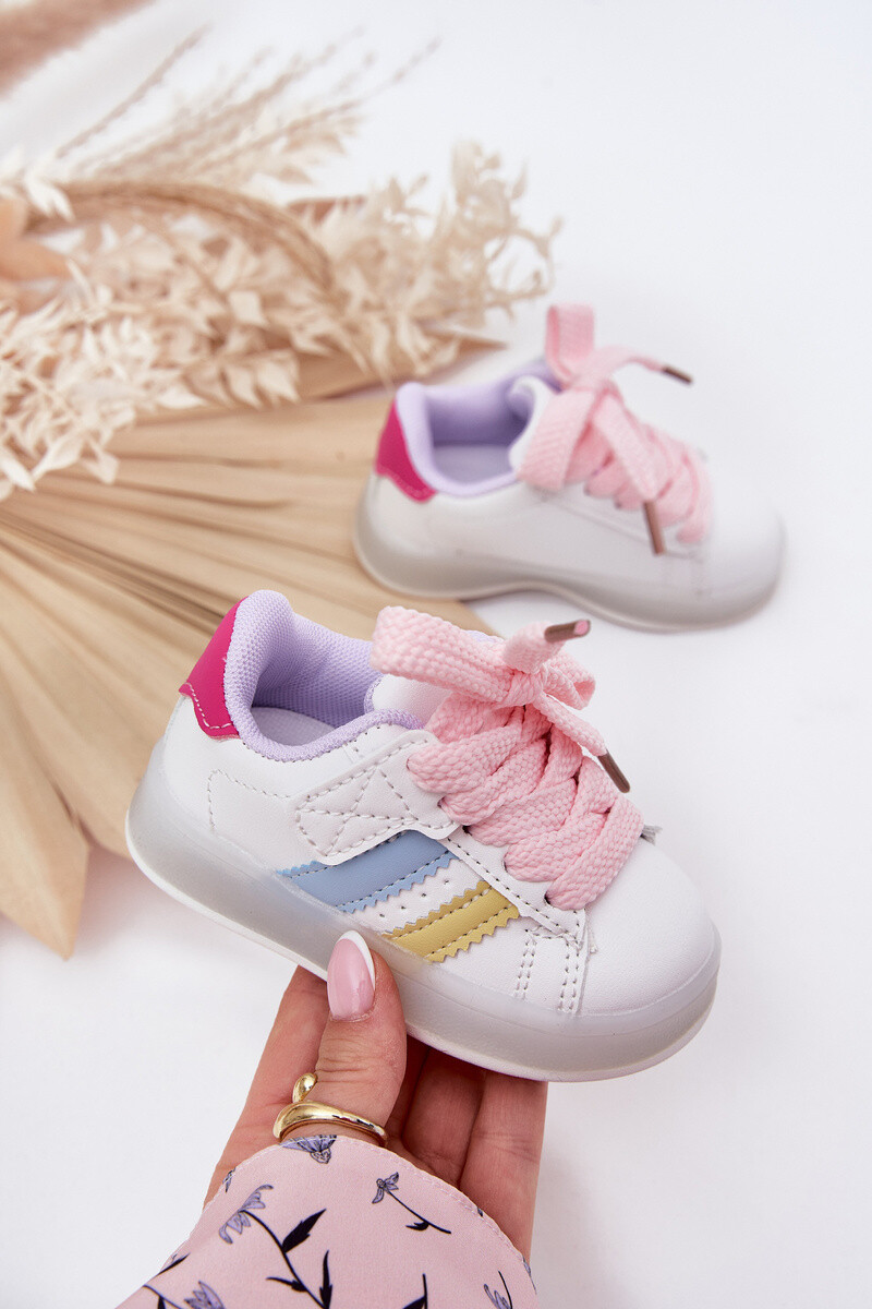 Boto Sportovní boty dětské sneakers s svítící podrážkou bílo-růžové Arielle