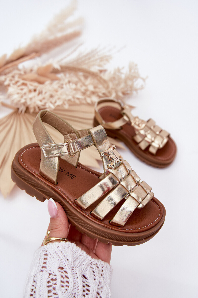 Boto Dívčí sandály s dekorativním detailem zlaté Serina