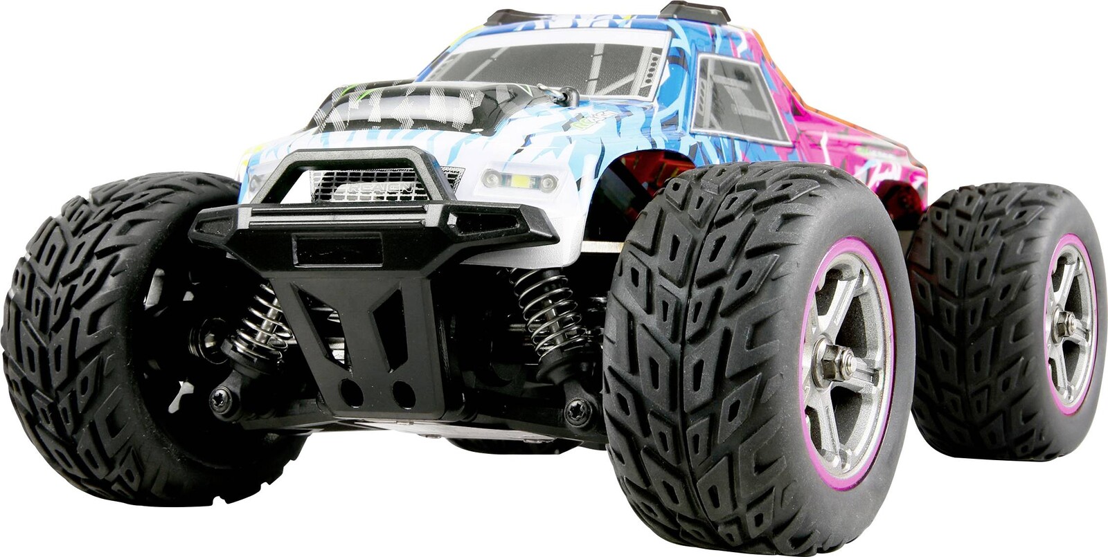 Amewi MAX20 blau-pink modrá, růžová komutátorový 1:20 RC model auta elektrický monster truck 4WD (4x4) RtR 2,4 GHz