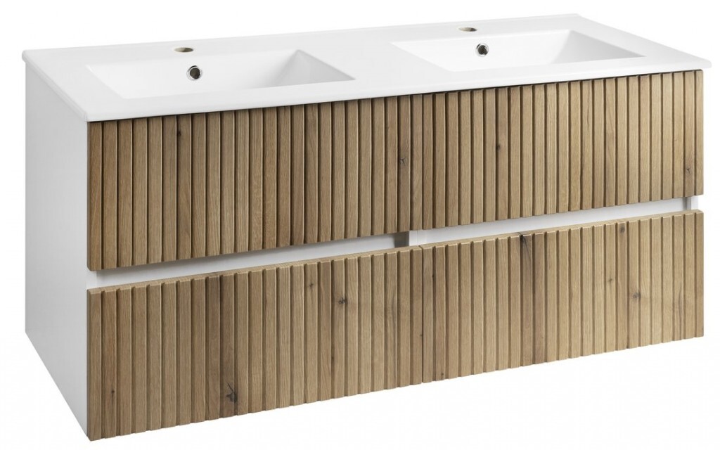 AQUALINE PANEDA STRIP umyvadlová skříňka 119x55x45,2cm, dub emporio PN312