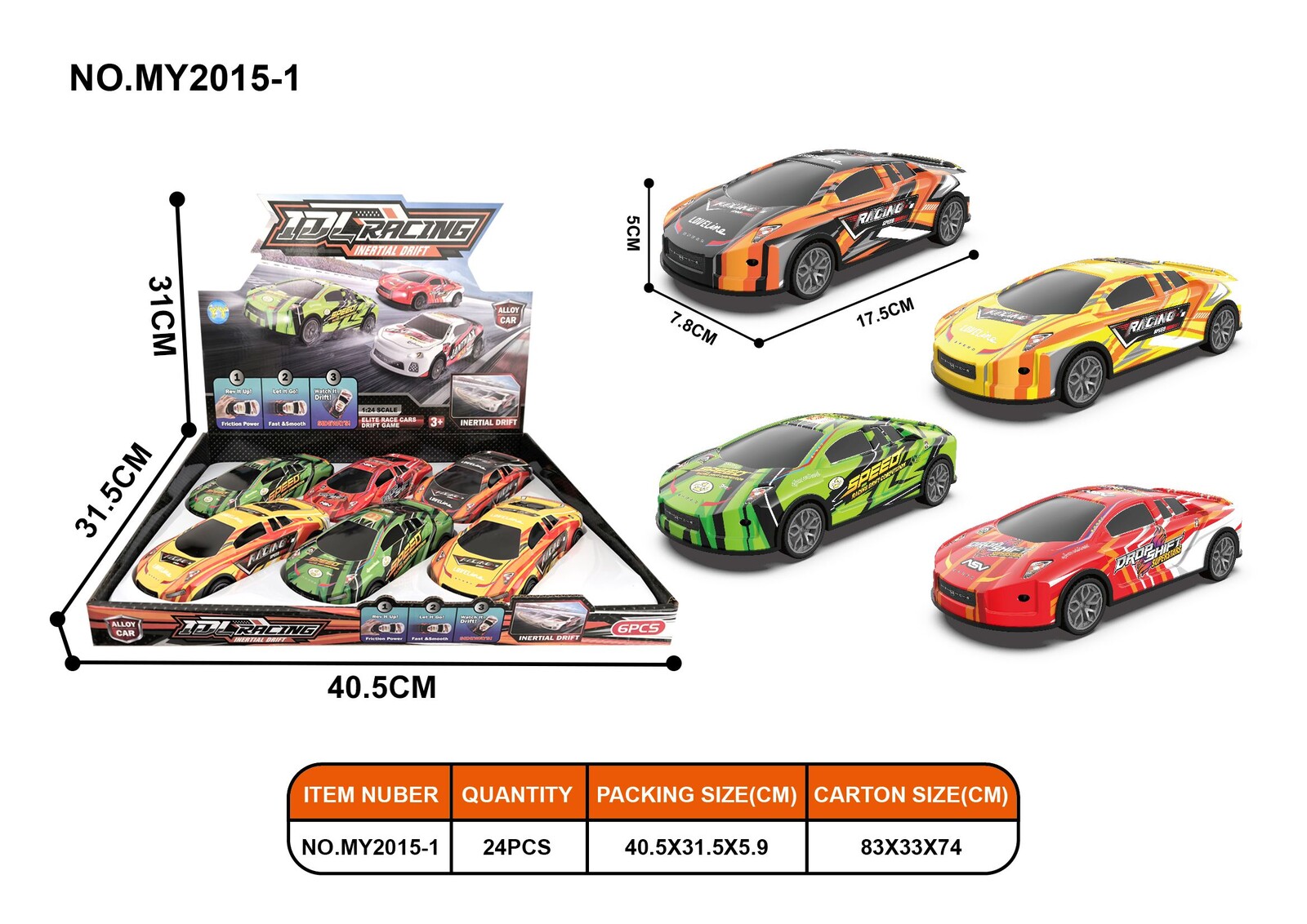 Auto driftující kovové 17,5 cm