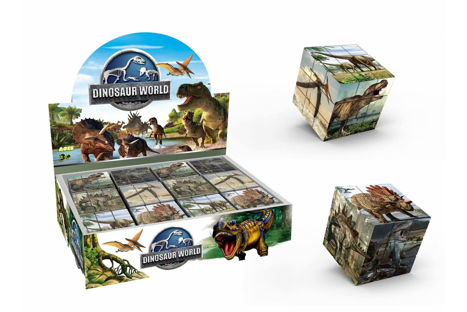 Kostka obrázkový hlavolam dinosauři 5,7 cm