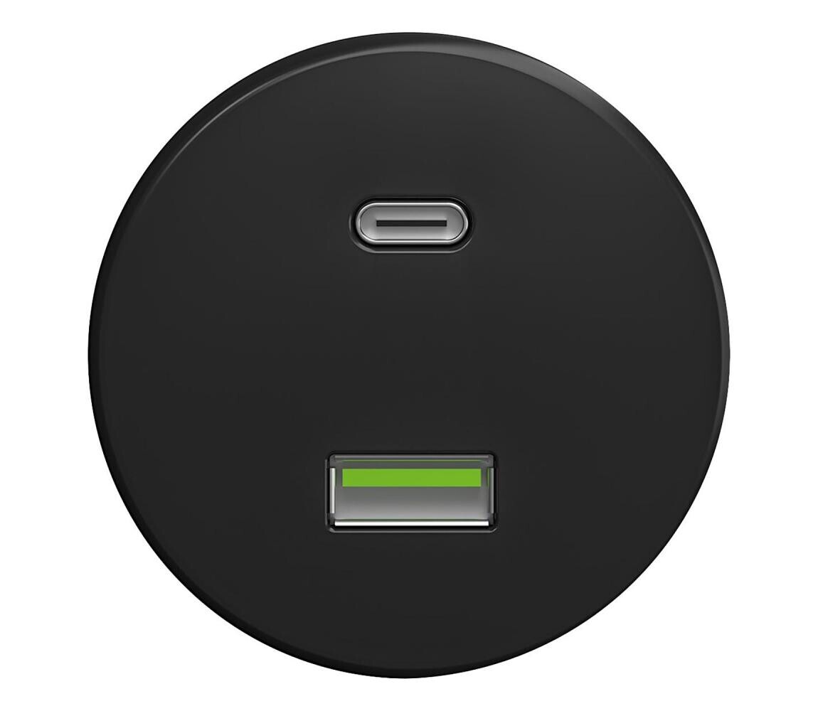 lap lap - Retro USB zásuvka A+C černá