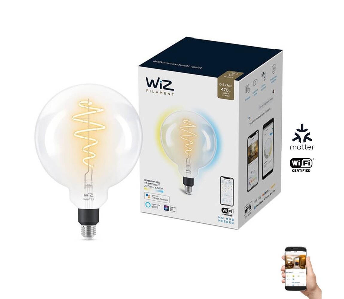 WiZ LED Stmívatelná žárovka G200 E27/6,5W/230V 2700-6500K CRI 90 Wi-Fi - WiZ