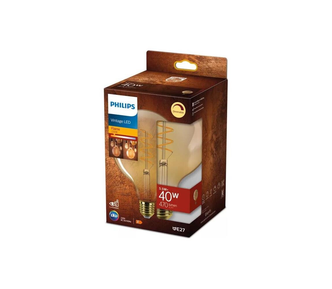 Philips LED Stmívatelná žárovka VINTAGE Philips G125 E27/5,5W/230V 2200K