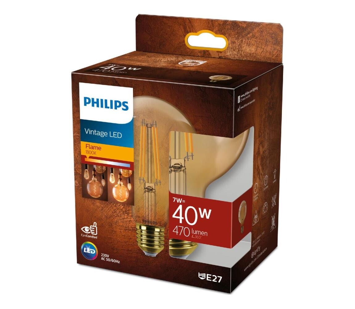 Philips LED Stmívatelná žárovka VINTAGE Philips G95 E27/7W/230V 1800K