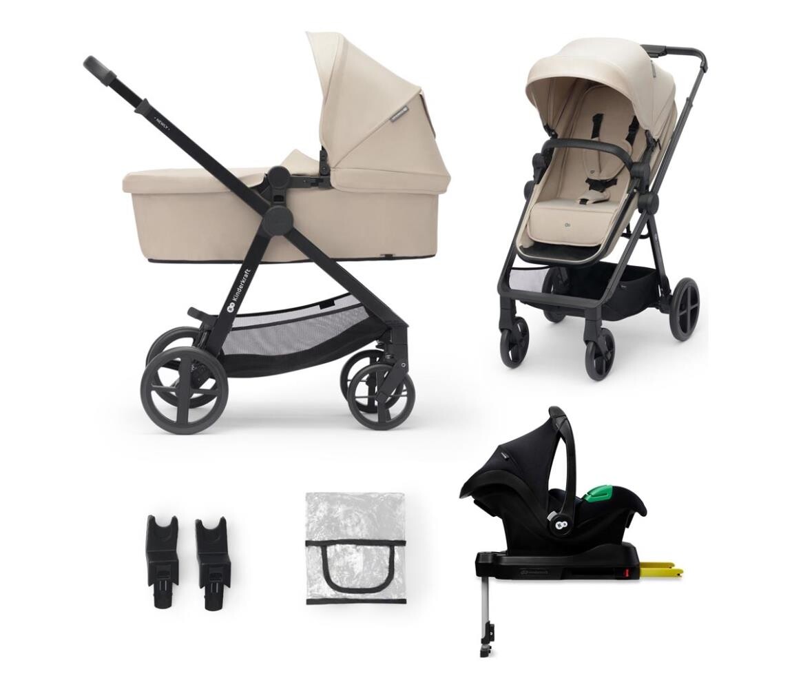 Kinderkraft KINDERKRAFT - Kombinovaný kočárek 4v1 NEWLY Classic beige + autosedačka MINK PRO